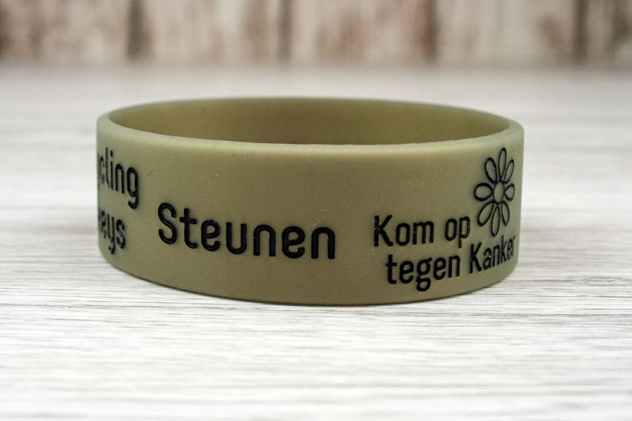 siliconen steun polsbandjes voor kom op tegen kanker, brede uitvoering van 20mm